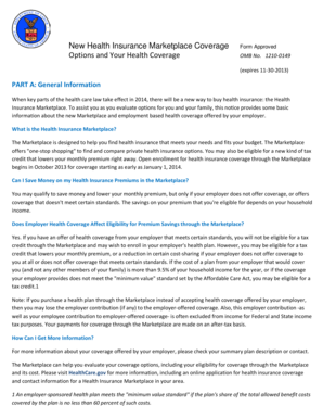 Health Insurance Marketplace Coverage Notice