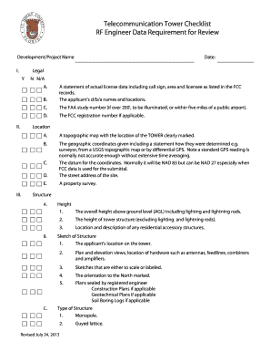 Telecommunication Tower Checklist