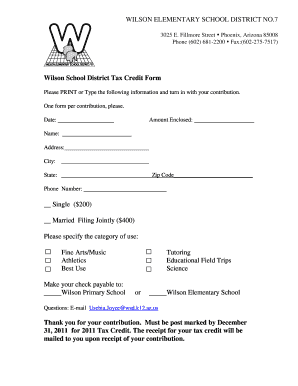 Wilson Elementary School District Tax Credit Form