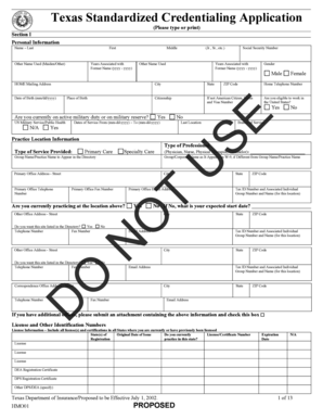 Texas Standardized Credentialing Application