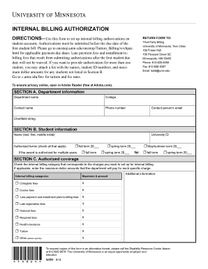 Internal Billing Authorization Form