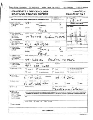 Texas Campaign Finance Report Form C/OH