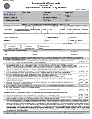 Pennsylvania License to Carry Firearms Application