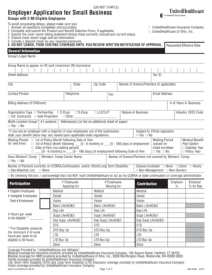 Employer Application for Small Business Health Insurance