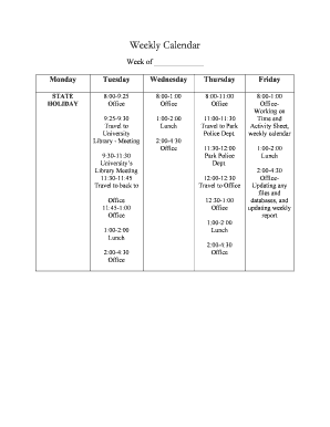 Weekly Calendar Template