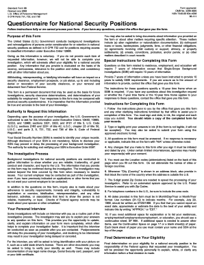 Standard Form 86 Questionnaire for National Security Positions