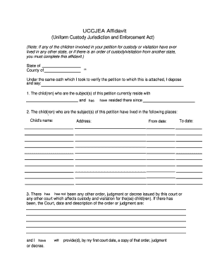 UCCJEA Affidavit