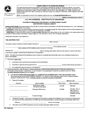US Air Carriers Certificate of Insurance