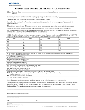 Uniform Sales & Use Tax Certificate