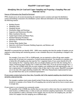 MassDEP Lead and Copper Sampling Plan