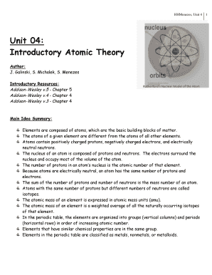 Introductory Atomic Theory Worksheet