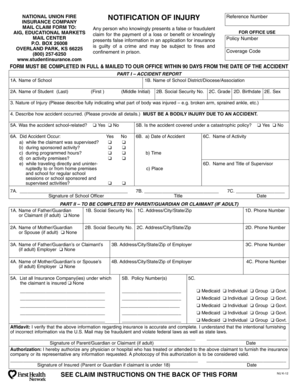 National Union Fire Injury Claim Form