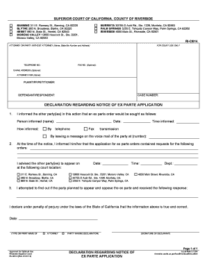 Declaration Regarding Notice of Ex Parte Application