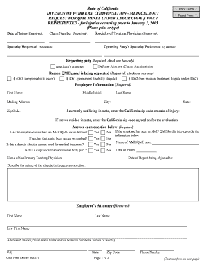 California QME Panel Request Form
