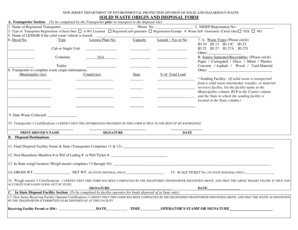 New Jersey Solid Waste Origin and Disposal Form