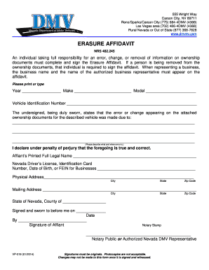 Nevada Erasure Affidavit