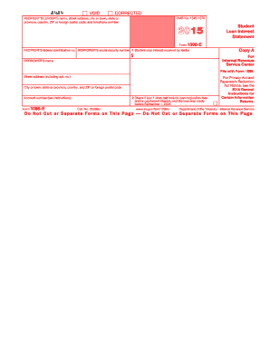 IRS Form 1098-E 2015 Student Loan Interest Statement