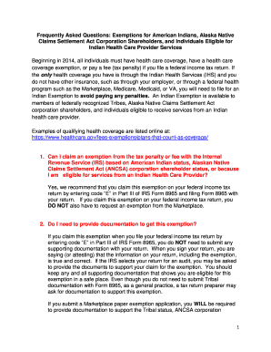 IRS Form 8965 Indian Exemption Guide