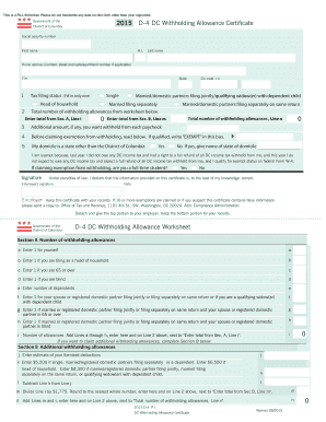 DC Withholding Allowance Certificate