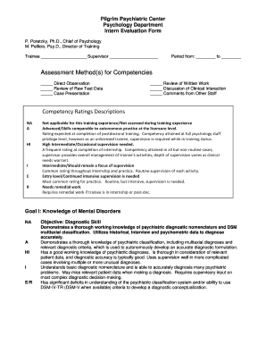 Psychology Intern Evaluation Form