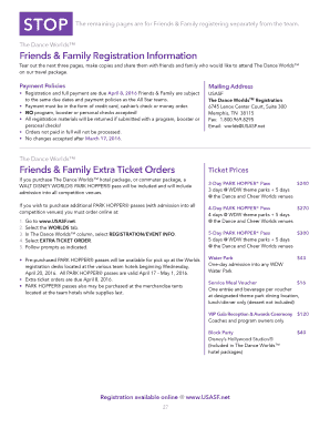 The Dance Worlds Friends & Family Registration Form
