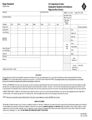 Wage Statement Form WH-501