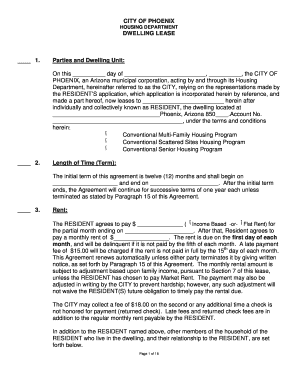 City of Phoenix Dwelling Lease Agreement