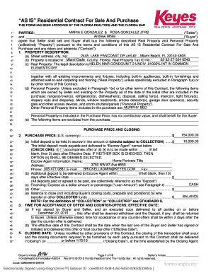 Florida AS IS Residential Contract For Sale And Purchase
