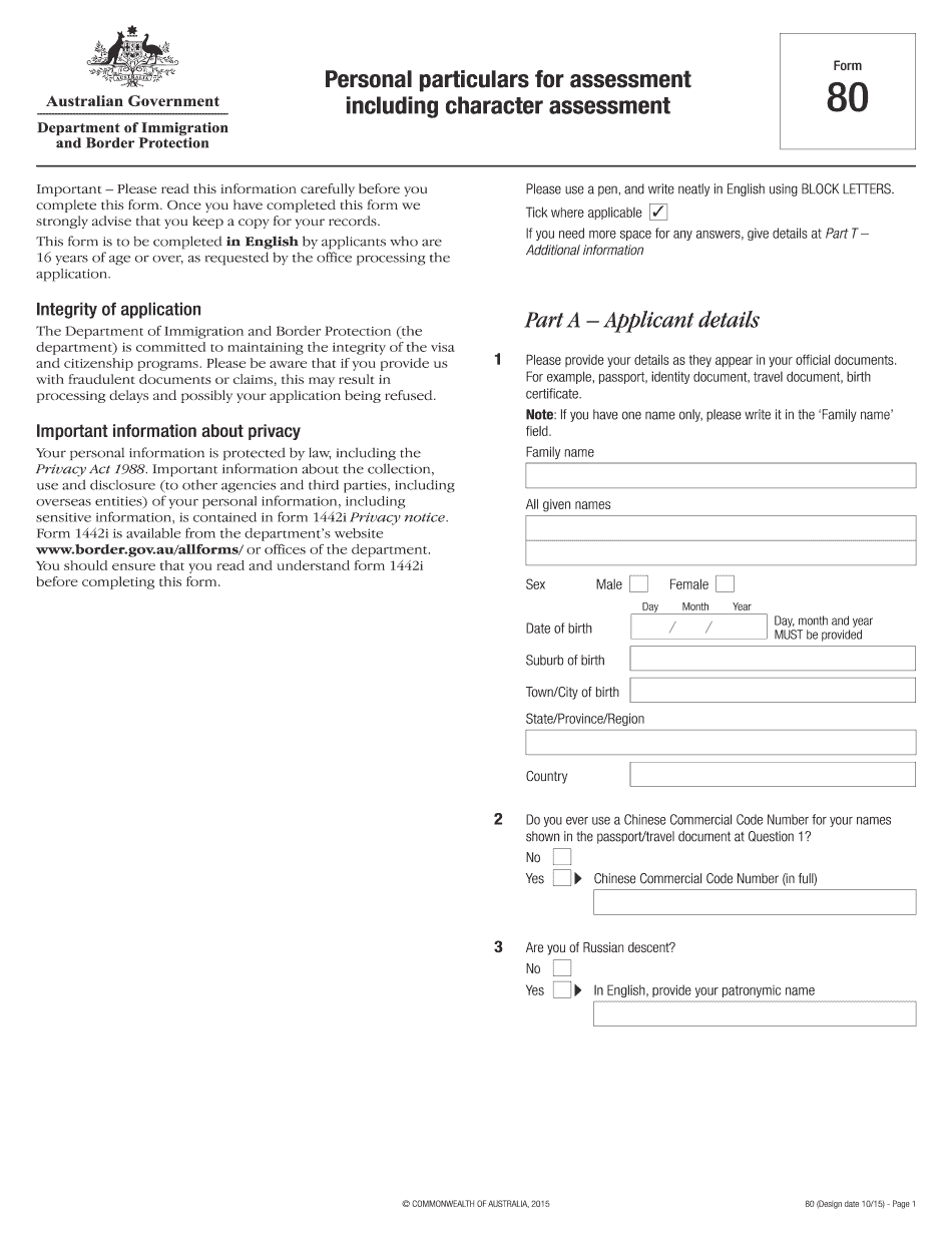 Fill In Form 80