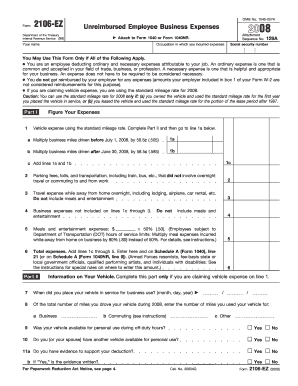 IRS Form 2106-EZ Unreimbursed Employee Business Expenses