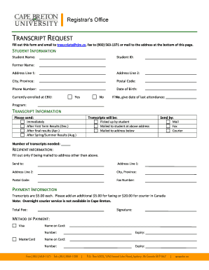 Transcript Request Form