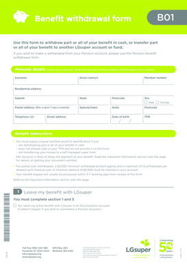LGsuper Benefit Withdrawal Form B01