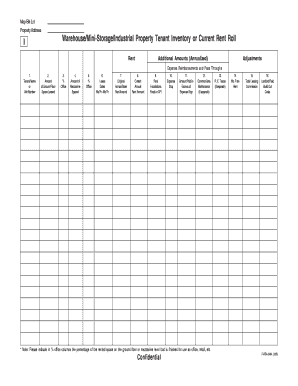 Warehouse Tenant Inventory Form