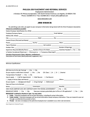 Job Order Form