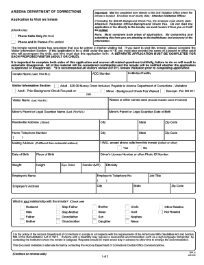 Arizona Inmate Visitation Application