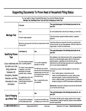 IRS Head of Household Filing Status Documents