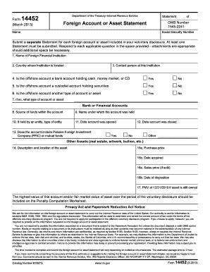 IRS Form 14452 Foreign Account or Asset Statement