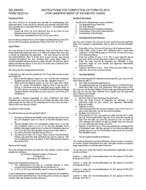 Delaware Form DE2210-I