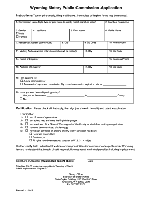 Wyoming Notary Public Commission Application