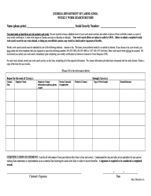 Georgia Weekly Work Search Record