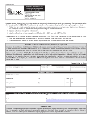 Louisiana Sales Tax Exemption for Farm Equipment