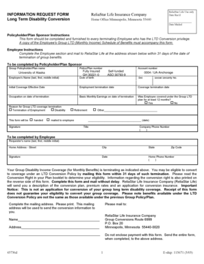 ReliaStar Life Long Term Disability Conversion Form