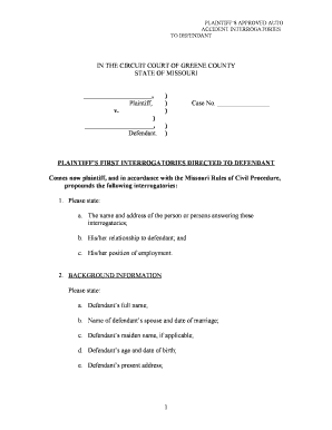 Plaintiff’s Auto Accident Interrogatories