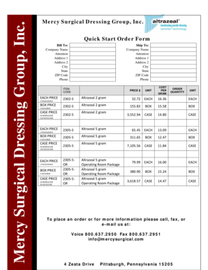 Quick Start Order Form