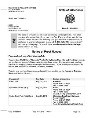 Wisconsin Employer Verification of Earnings Form