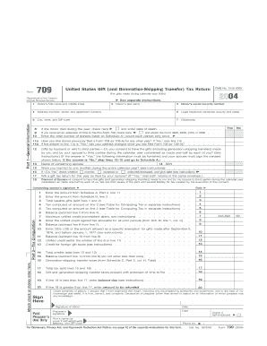 US Federal Gift Tax Return Form 709