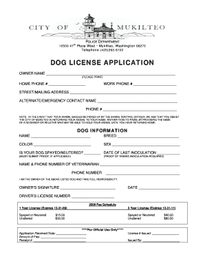 Dog License Application