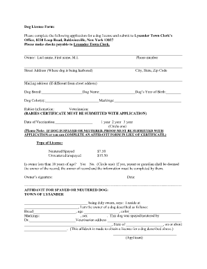 Dog License Application