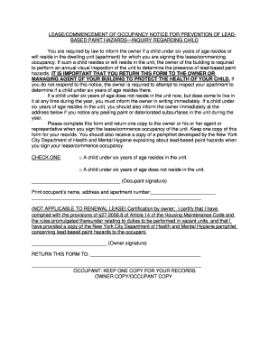 Lease Commencement Notice for Lead-Based Paint Hazards