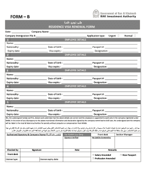 Residence Visa Renewal Form